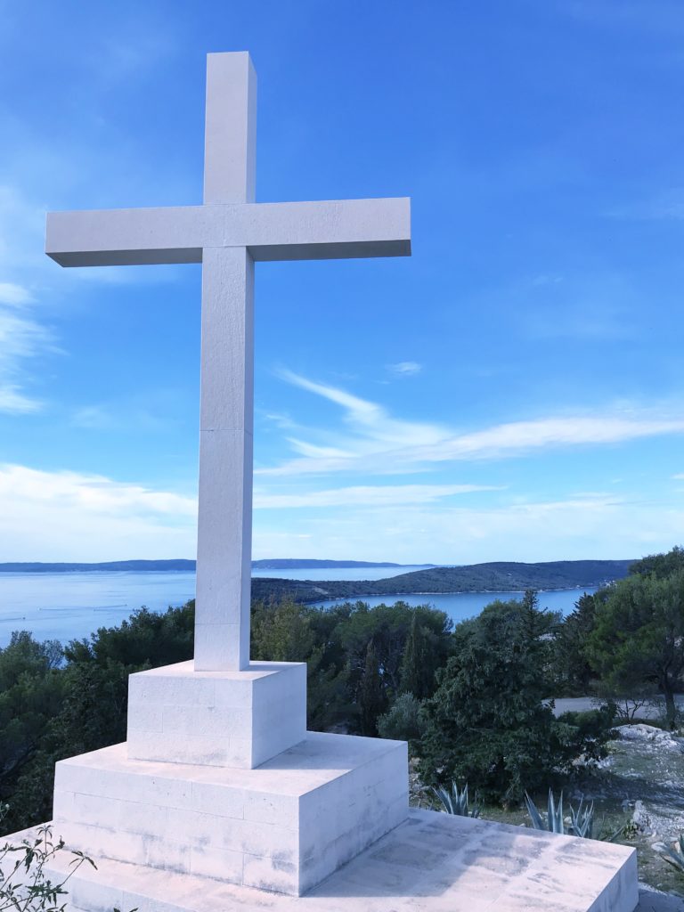 Cross statue at Park Marjan in Split Croatia