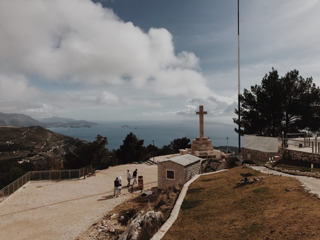 Cross with altar on the hill above Dubrovnik, Croatia