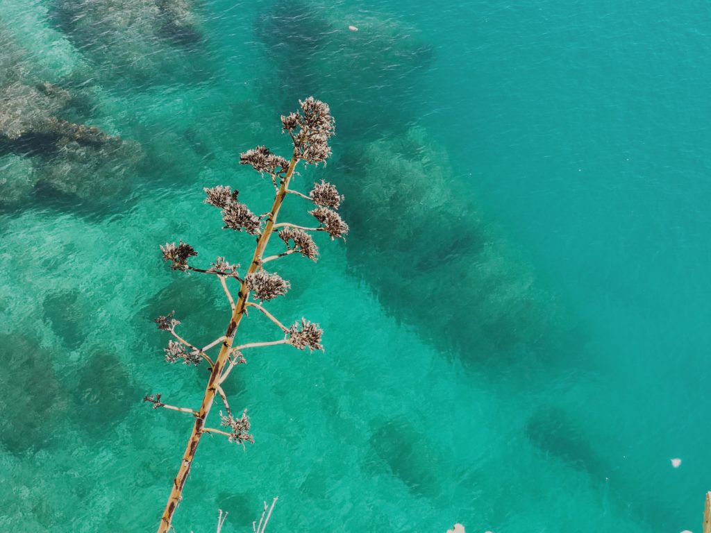 Top view of beautiful turquoise ripple on the sea surface