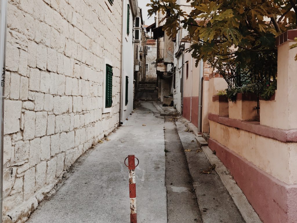 The narrow streets and stone buildings