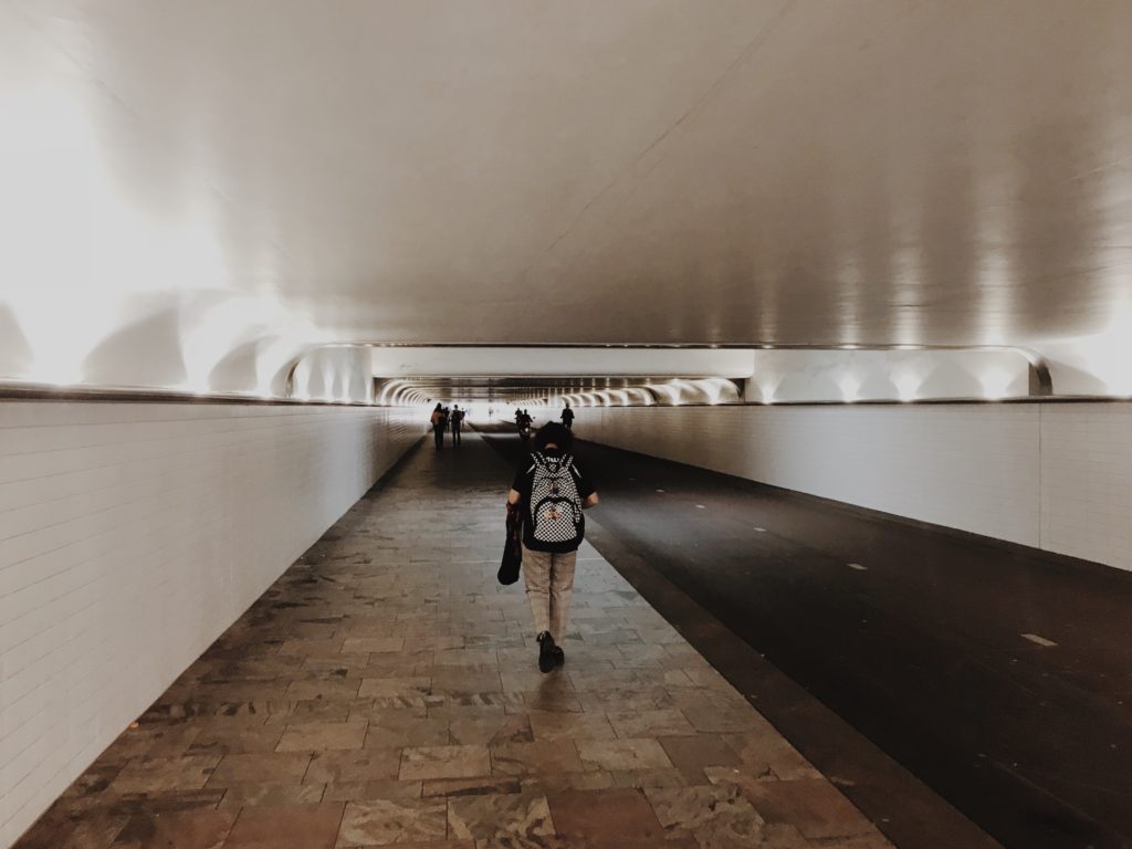 A pedestrian and cycle tunnel