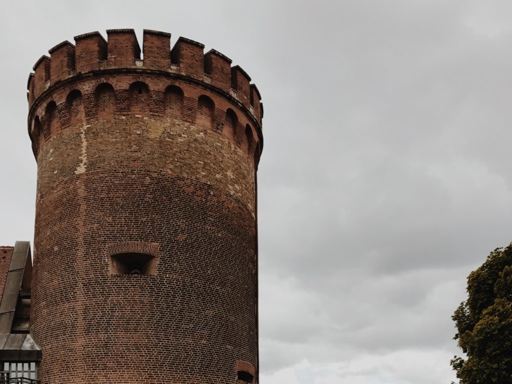 Old medieval red brick tower in Berlin, Germany