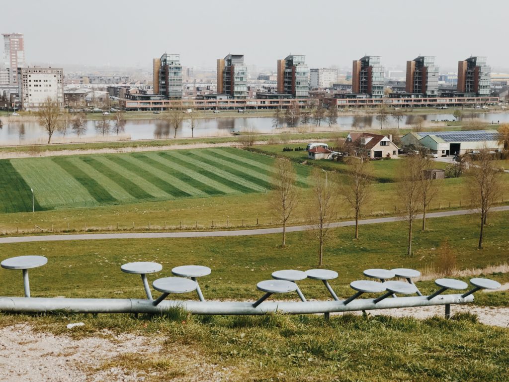 View on Barendrecht from artificial hill called Gaatkensbult