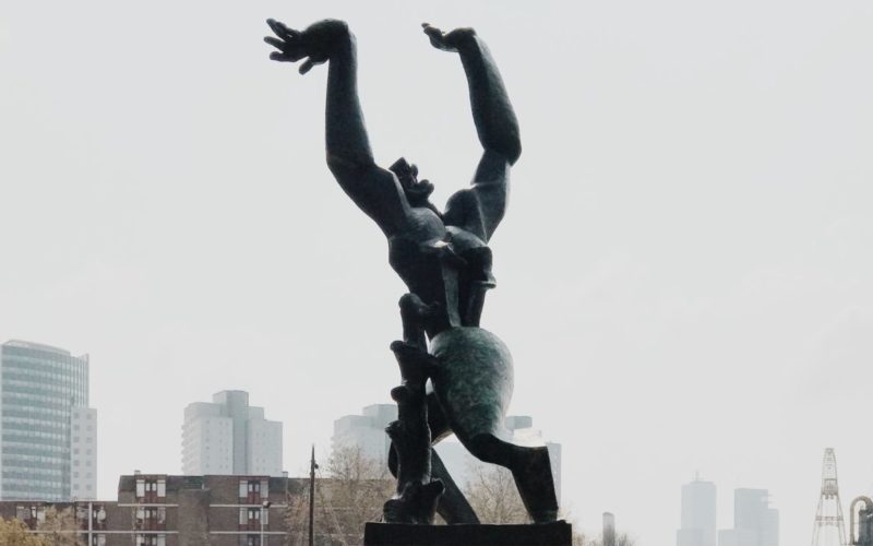 The destroyed city sculpture