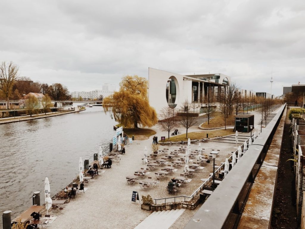 View on river Spree and German Chancellery, Berlin