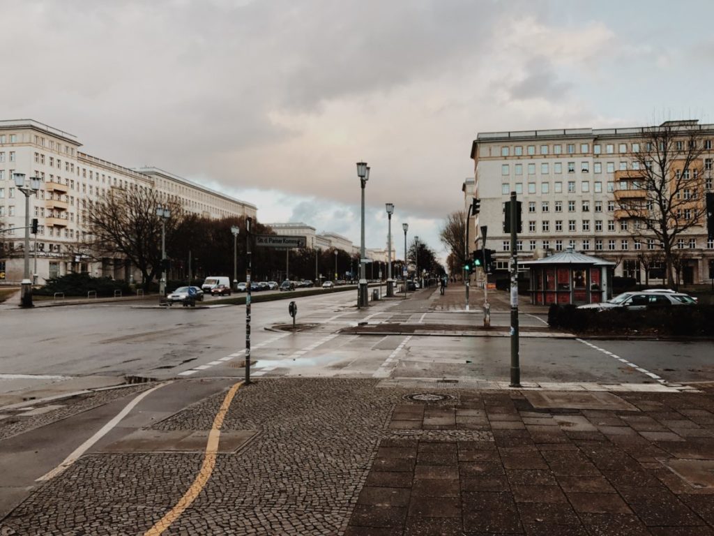 View on the Karl-Marx-Allee in Berlin-Friedrichshain