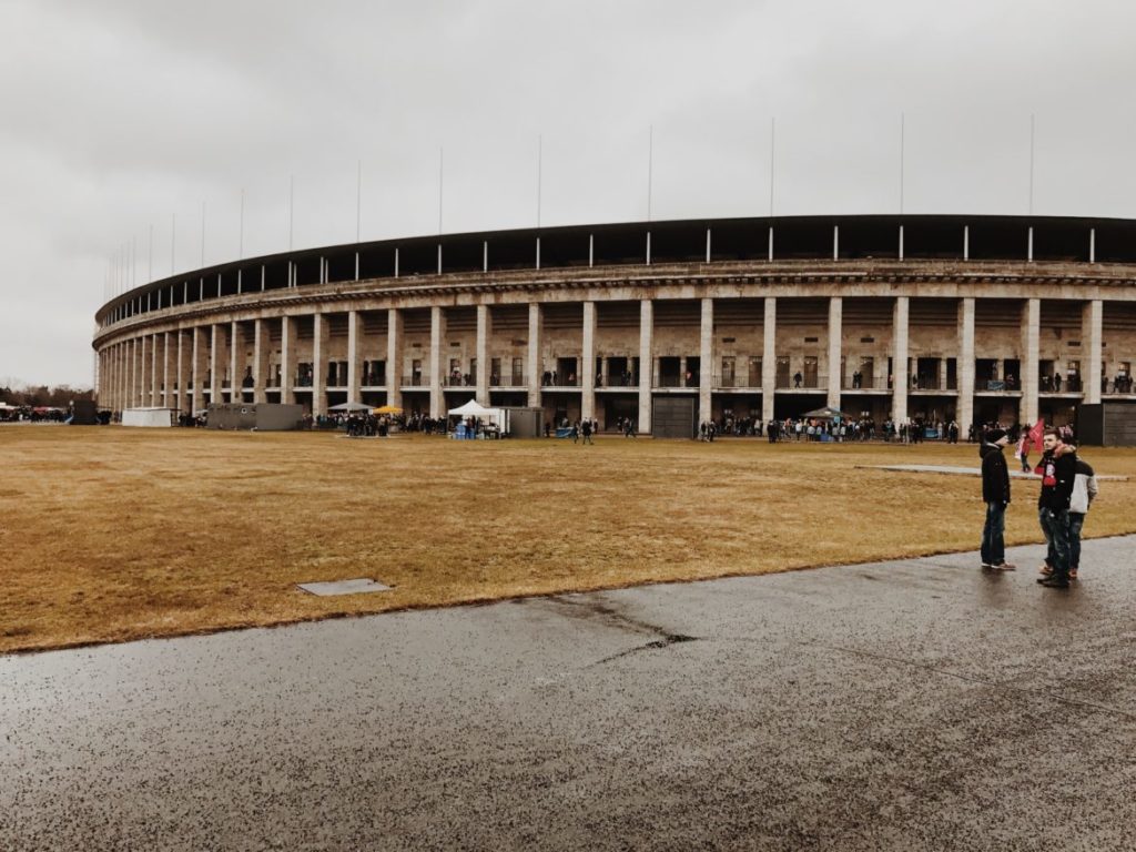 Outside the Berlin Olympic Stadium (Olympiastadion), Germany