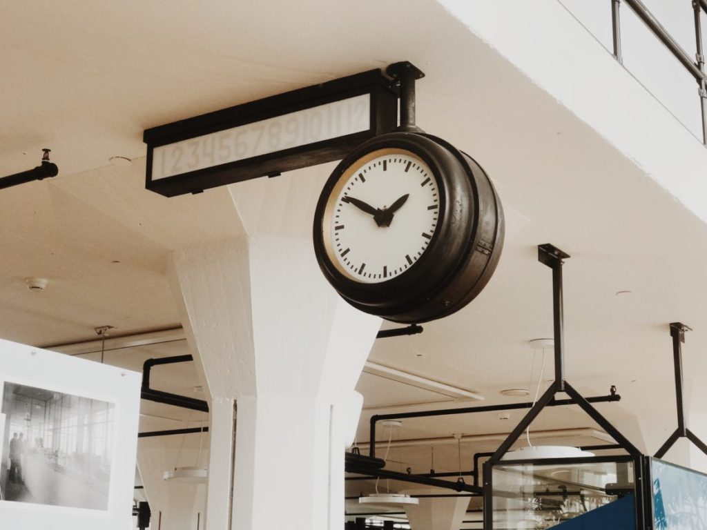 Vintage large clock in old factory