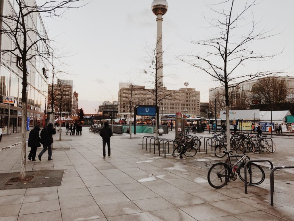 Pedesterian view on the famous Alexanderplatz square