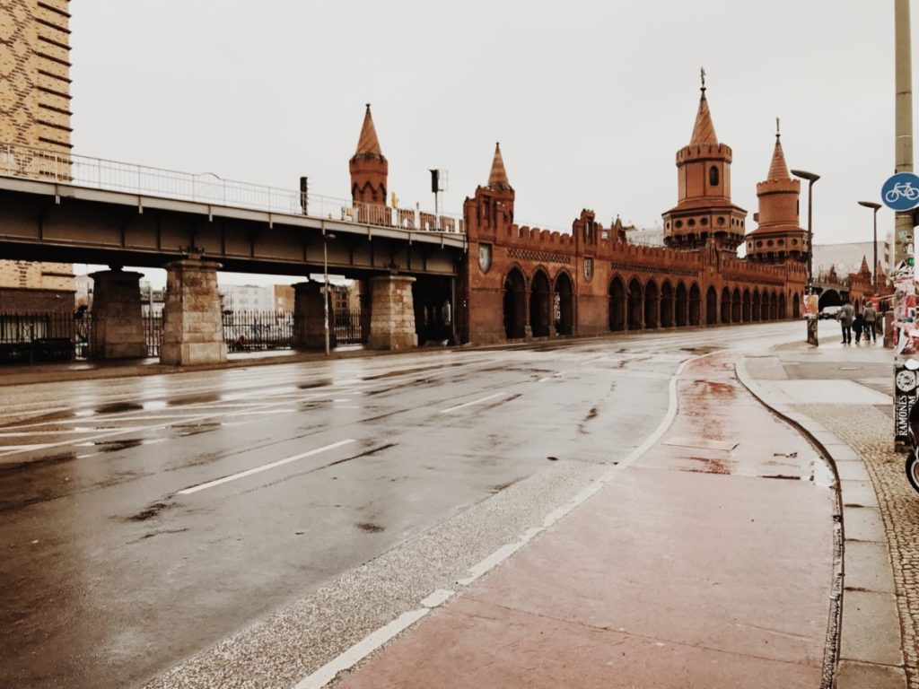 The recognizable Brick-Gothic architecture with two towers and arches