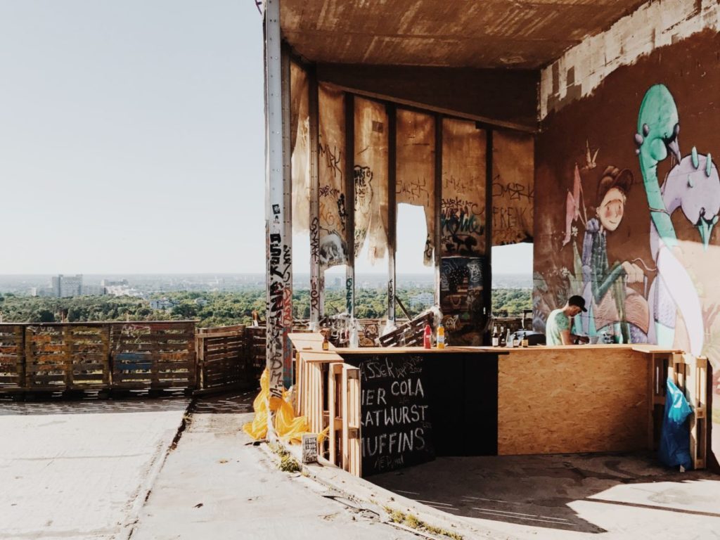 A dome on the roof and the view from the former NSA Listening Station at Teufelsberg