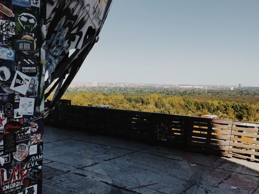 A dome on the roof and the view from the former NSA Listening Station at Teufelsberg