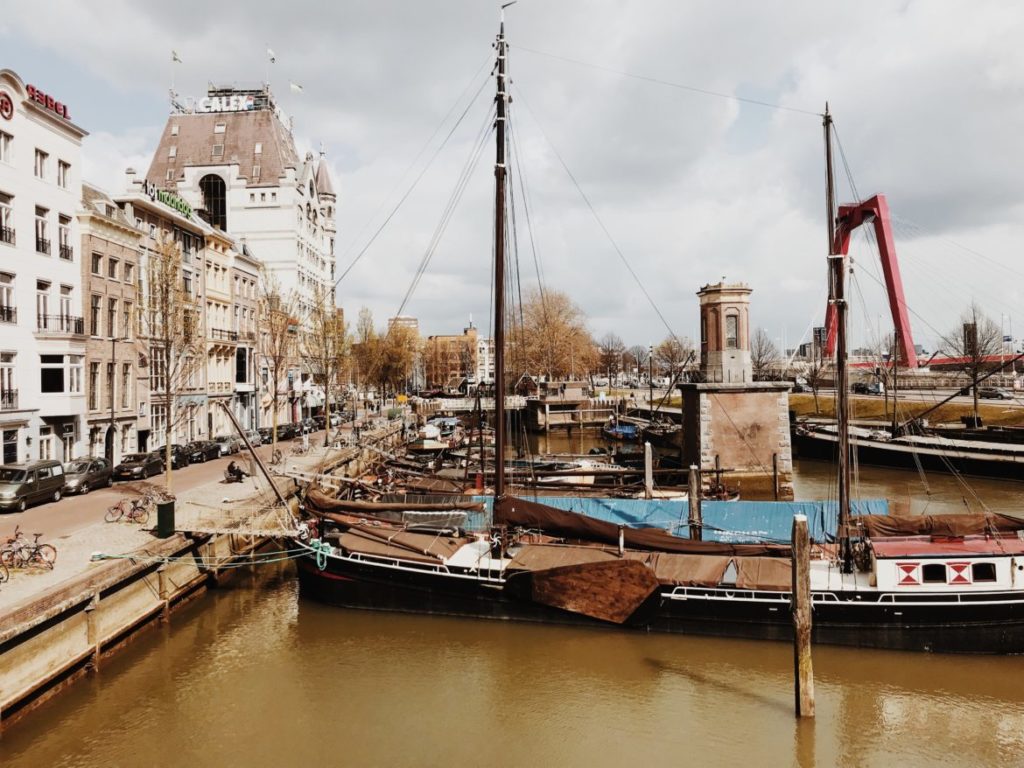 Views of Old Port and Willemsbrug Bridge, Rotterdam, Netherlands
