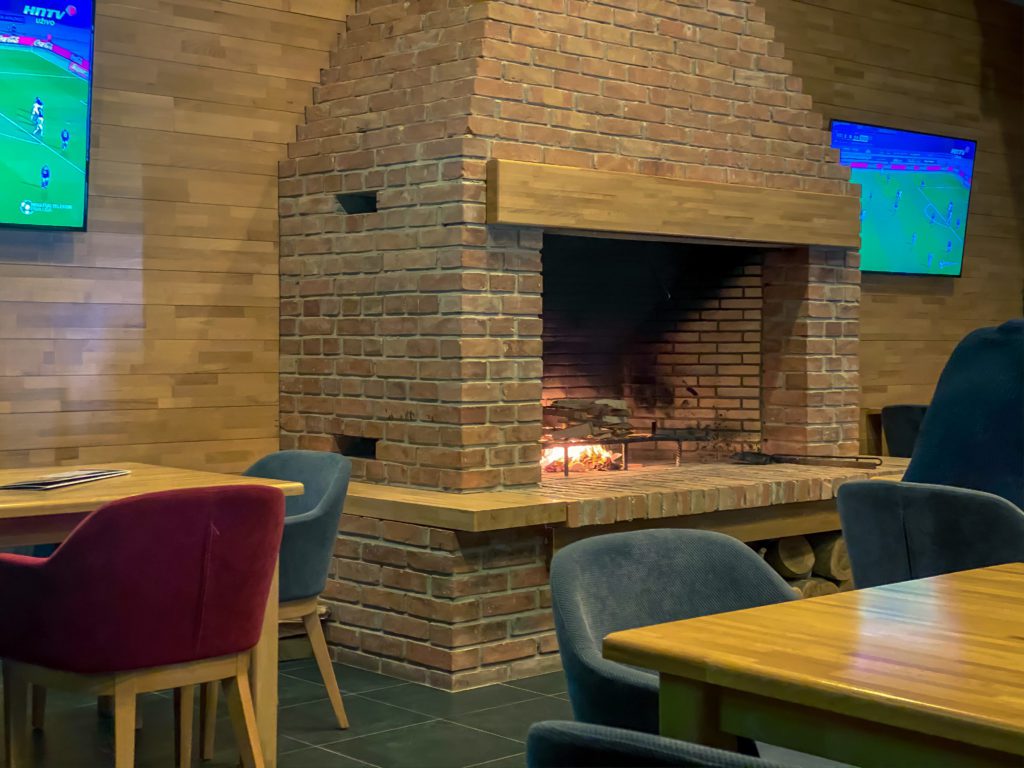 Fireplace in the middle of the restaurant, Osijek, Croatia