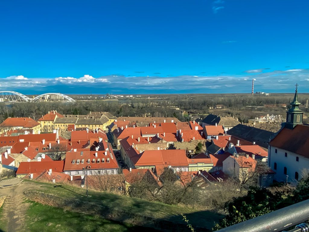 Petrovaradin Fortress, a well-preserved piece of history 6 Old downtown of Petrovaradin, Novi Sad, Serbia. The view from the fortress.