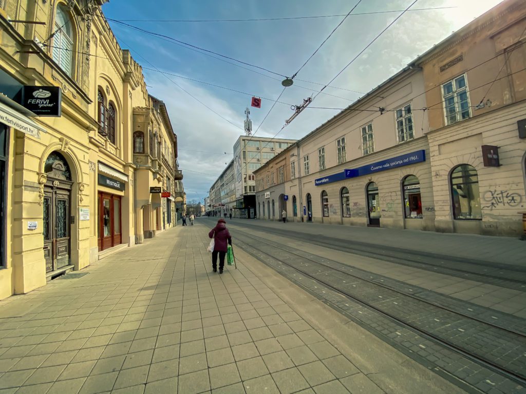 Empty streets of Osijek, a large fall in property prices in Croatia 2020