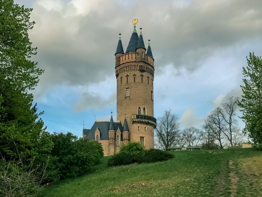 Potsdam, Germany, overlooking the Flatow Tower in Babelsberg Park