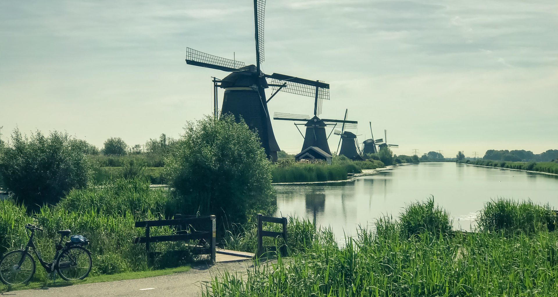 The Famous Netherlands wooden Windmills, UNESCO World Heritage Site, Kinderdijk Windmill village