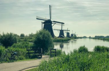 The Famous Netherlands wooden Windmills, UNESCO World Heritage Site, Kinderdijk Windmill village