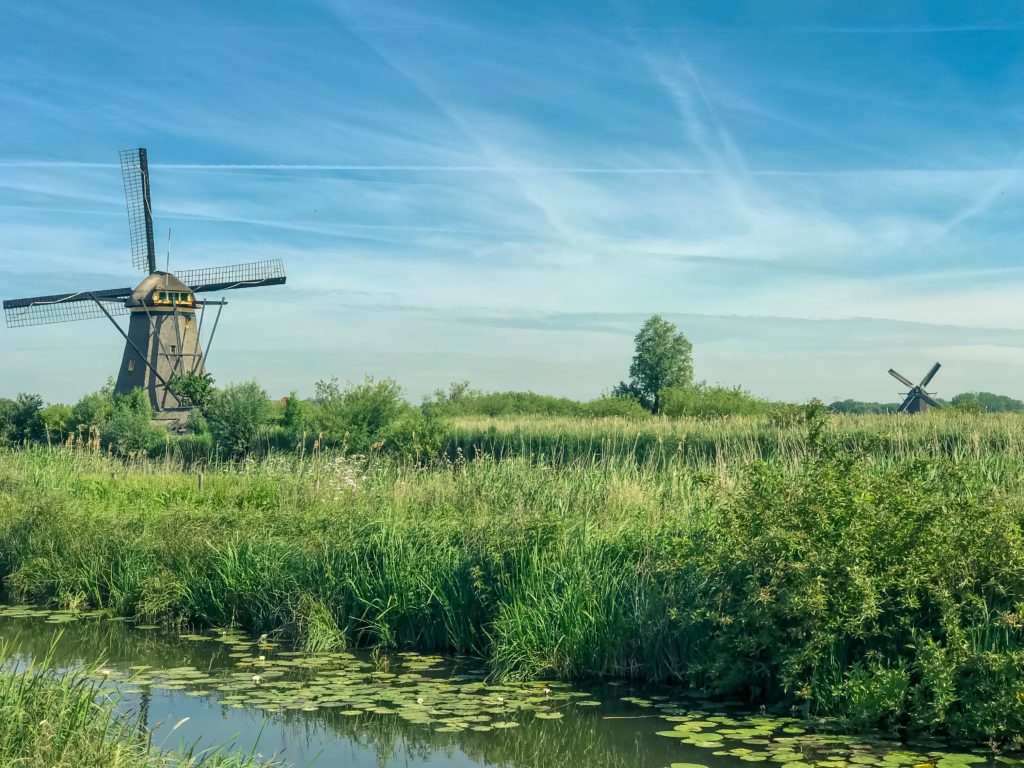 The Famous Netherlands wooden Windmills, UNESCO World Heritage Site, Kinderdijk Windmill village