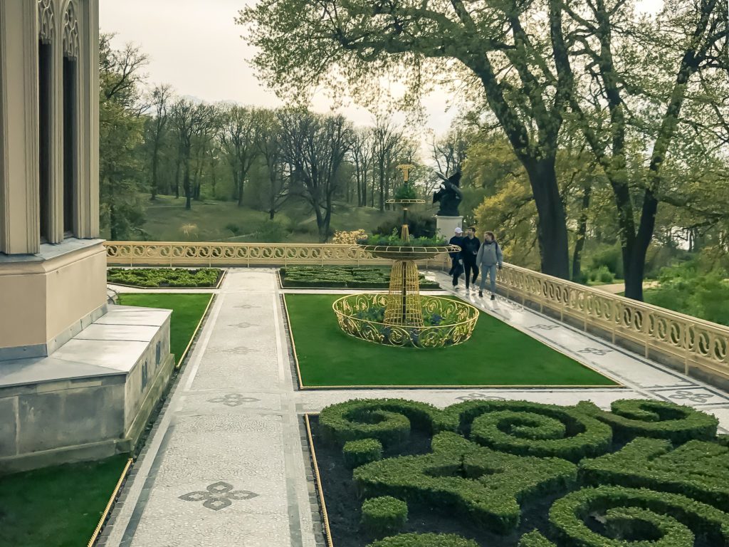 The golden rose garden in the park of Babelsberg Palace in Potsdam, Germany