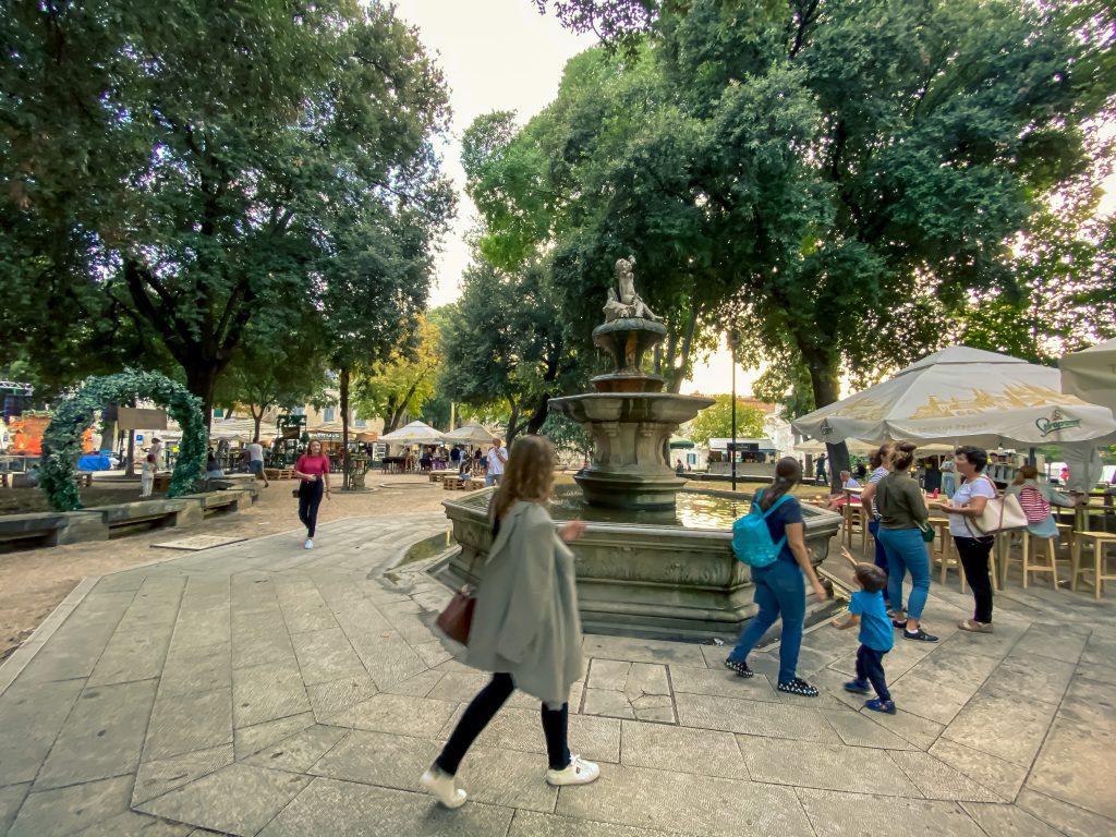 Park Đardin Split and fountain, near the walls of Diocletian's Palace