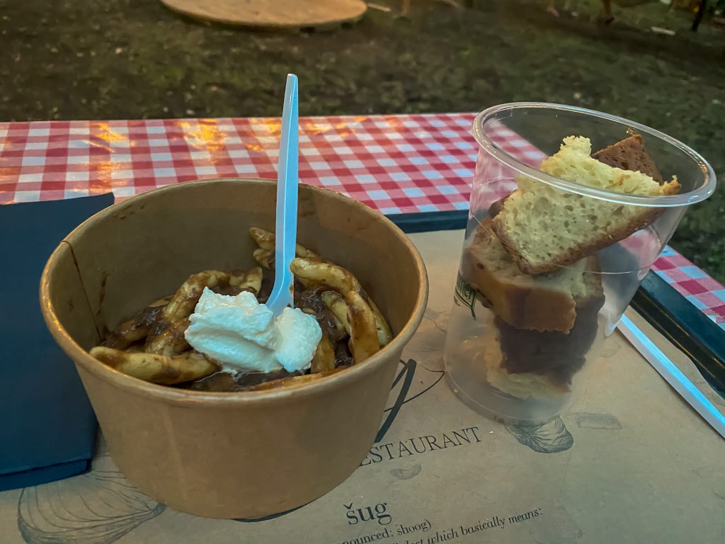 Šug Restaurant Split - You can taste a shrimp broth, macaroni with salsa, and shrimp Pâté.